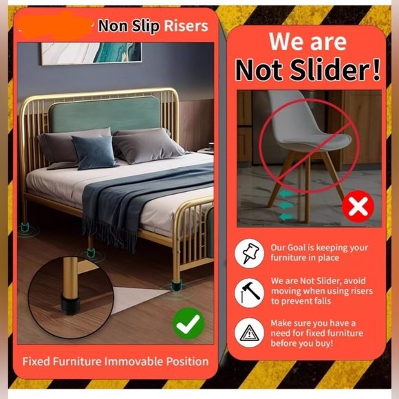 12 Bed Furniture Risers BLK 2.5”High Round W/Suction Non-Slip Noise Cancel NIB - Picture 12 of 13